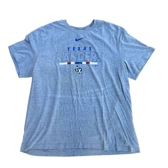 Nike Texas Rangers Shirt 2XL XXL Gray Regular Fit Cotton Swoosh Logo MLB Mens - Picture 1 of 4